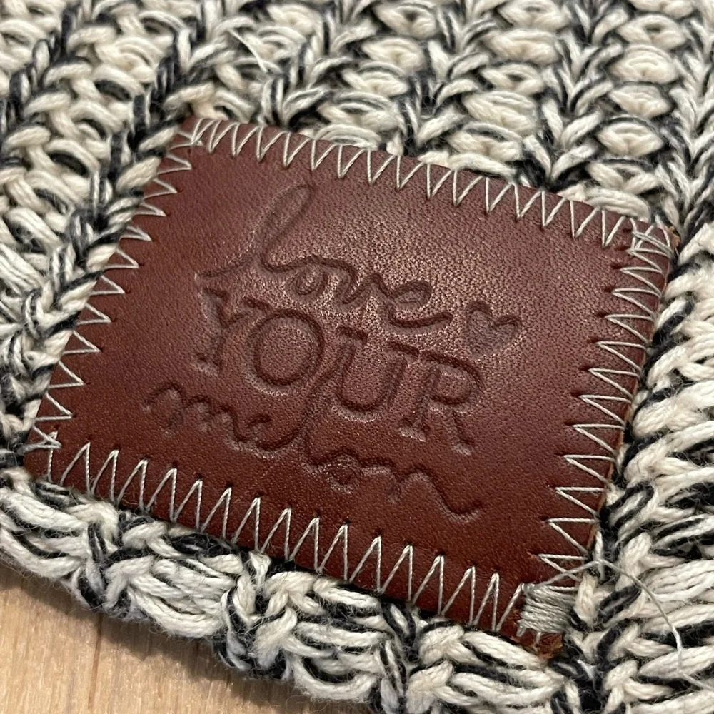 Love Your‎ Melon Speckled Knit Beanie Hat Black White Cotton USA Made